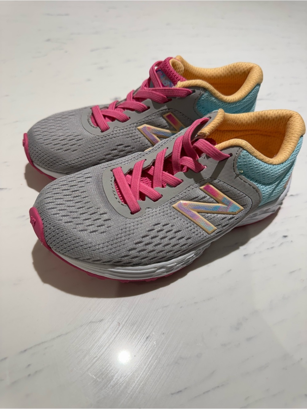 New Balance Kids' Gray, Pink & Teal Athletic Sneakers Toddler 11 Wide NWT